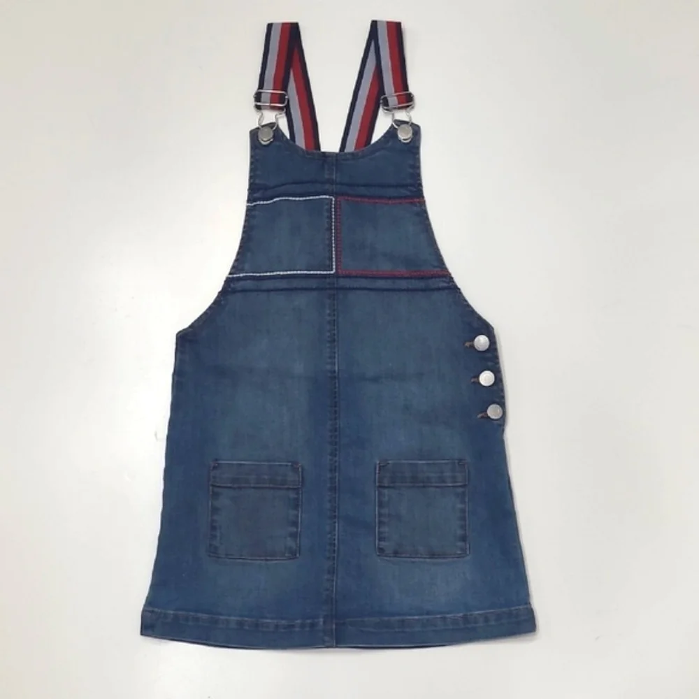 Tommy Hilfiger Denim Jean Bib Overalls Dress Jumper Suspenders Skirt Romper Sm.